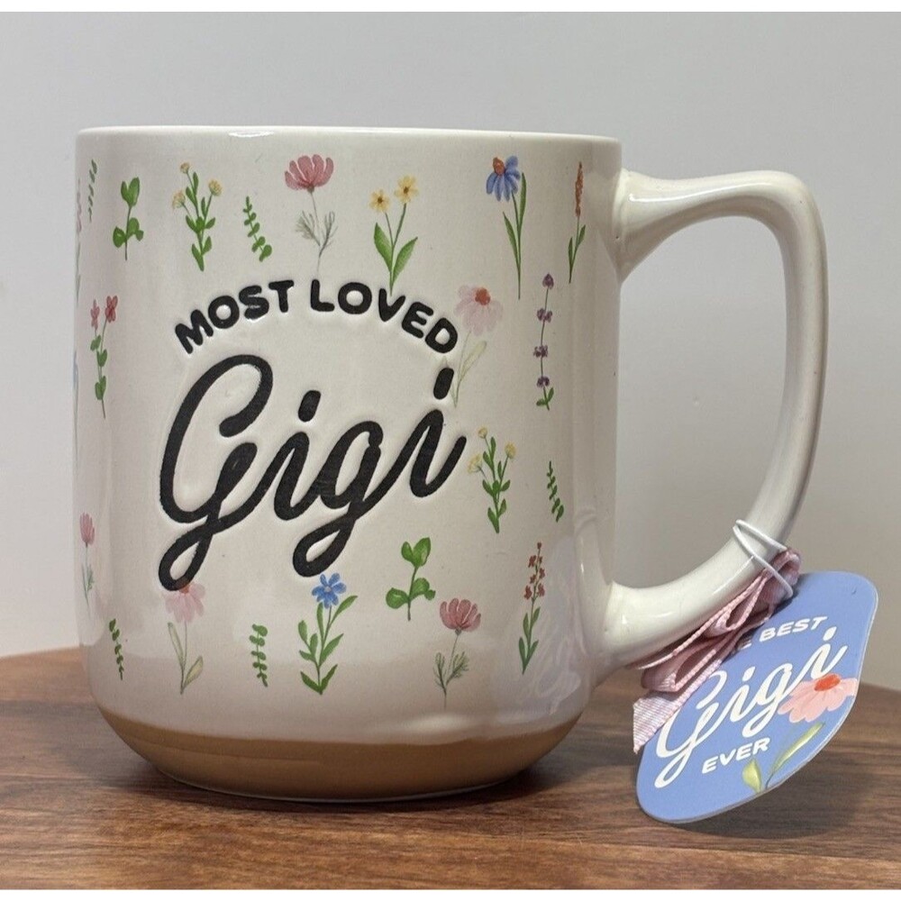 MOST LOVED GIGI Floral Ceramic Coffee Tea Mug Gift for Grandmother